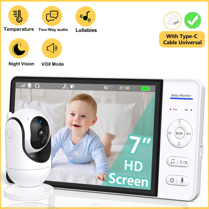 Zoom Audio Music - Без Wi-Fi, 7-дюймовая радионяня, двусторонняя аудиосвязь,